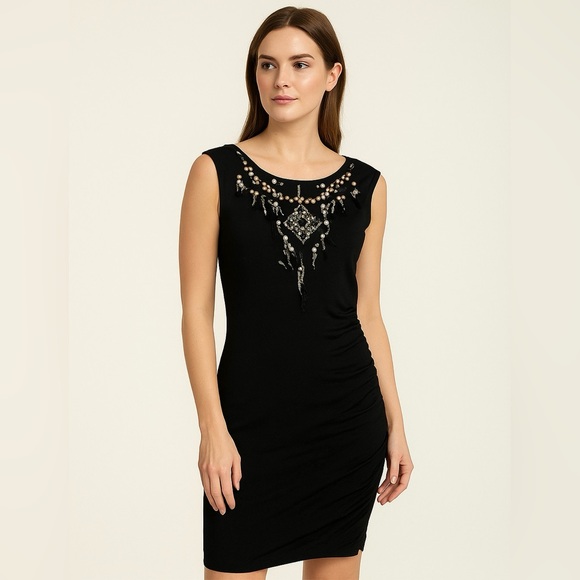 BCBG Max Azria Black Pearl Beaded Cocktail Dress Size XS - Picture 1 of 8